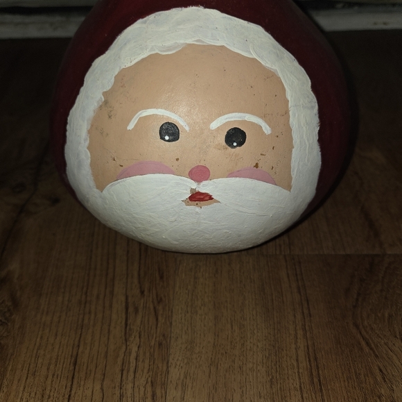 Hand Painted Gourd Santa Vintage Rattle Anthropomorphic - Picture 3 of 5